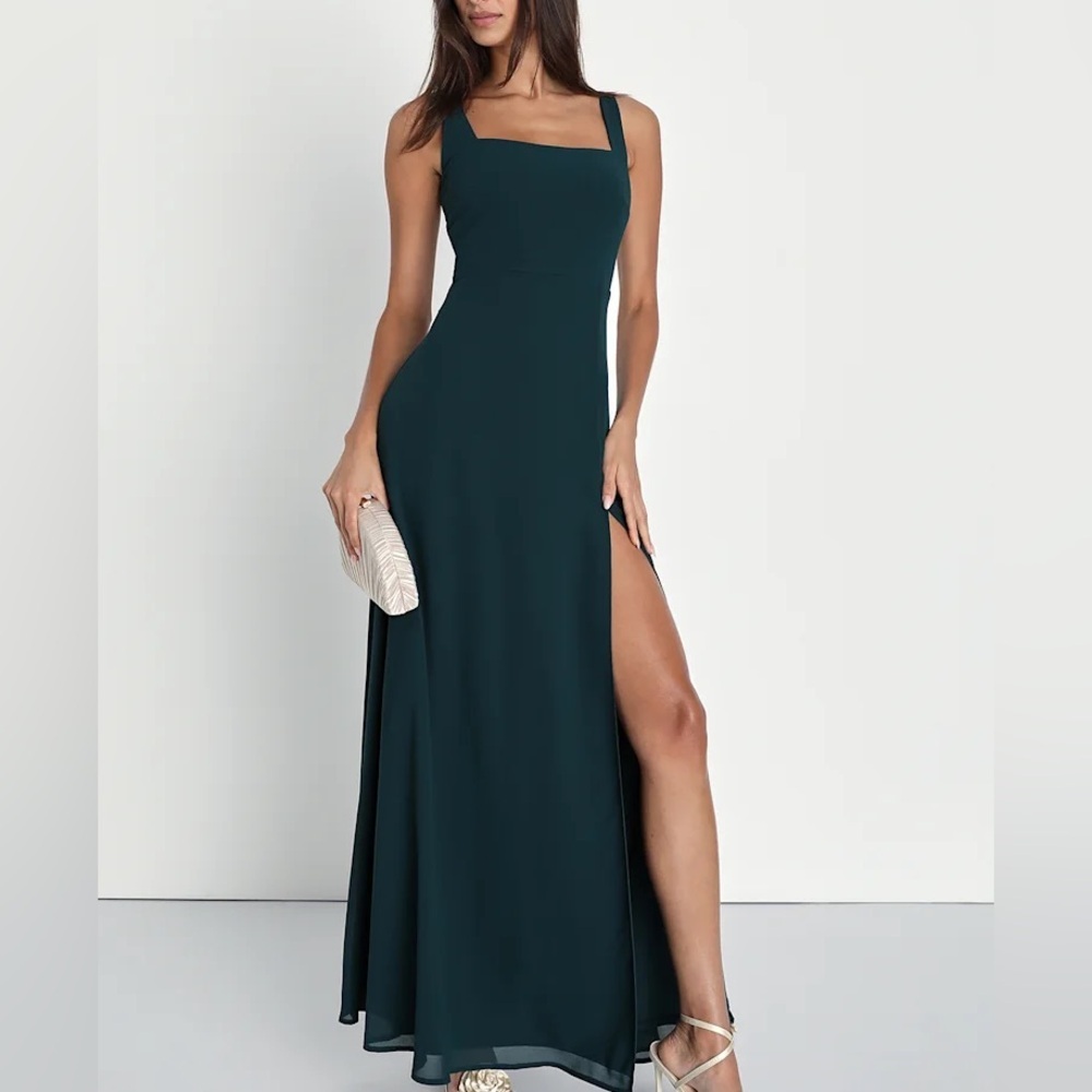 NWT Lulus Remarkable Arrival Emerald Green Sleeveless Maxi Dress